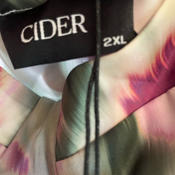 NET 2xl  Illusion Floral Ruched Cowl Neck Midi Dress by Cider - Picture 2 of 3